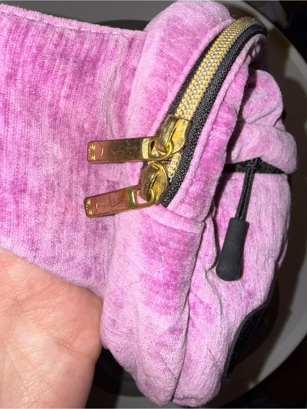 The Pack, Orchid, Plush purple-Pink Velvet Crossbody Belt Bag with Black Strap